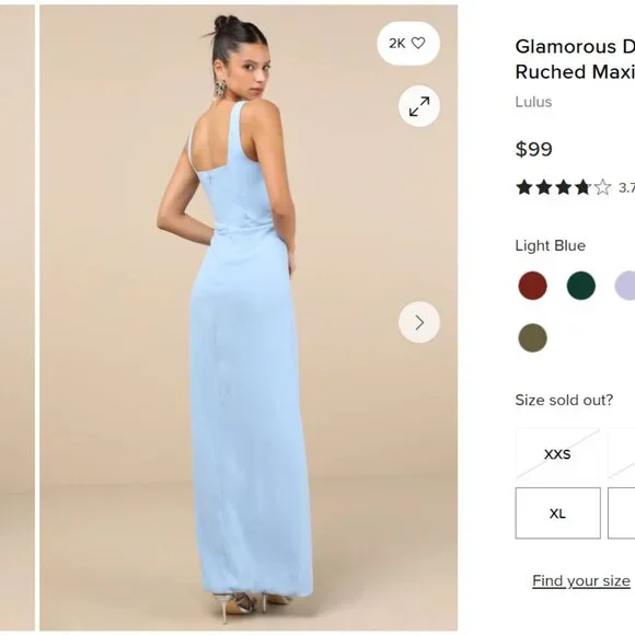 BRAND NEW - Lulus Glamorous Disposition Light Blue Ruched Maxi Dress - Size S - Picture 2 of 5